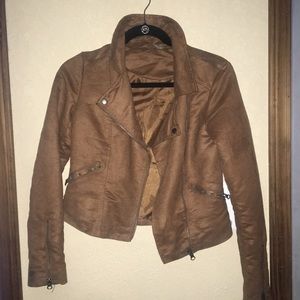 Brown "velvet" feel casual jacket